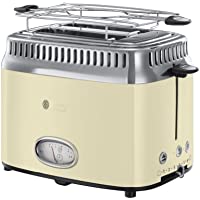 Russell Hobbs Retro - Tostadora Vintage (2 Ranuras Cortas y Anchas- para 2 Rebanadas- Acero Inoxidable- Crema) - ref…
